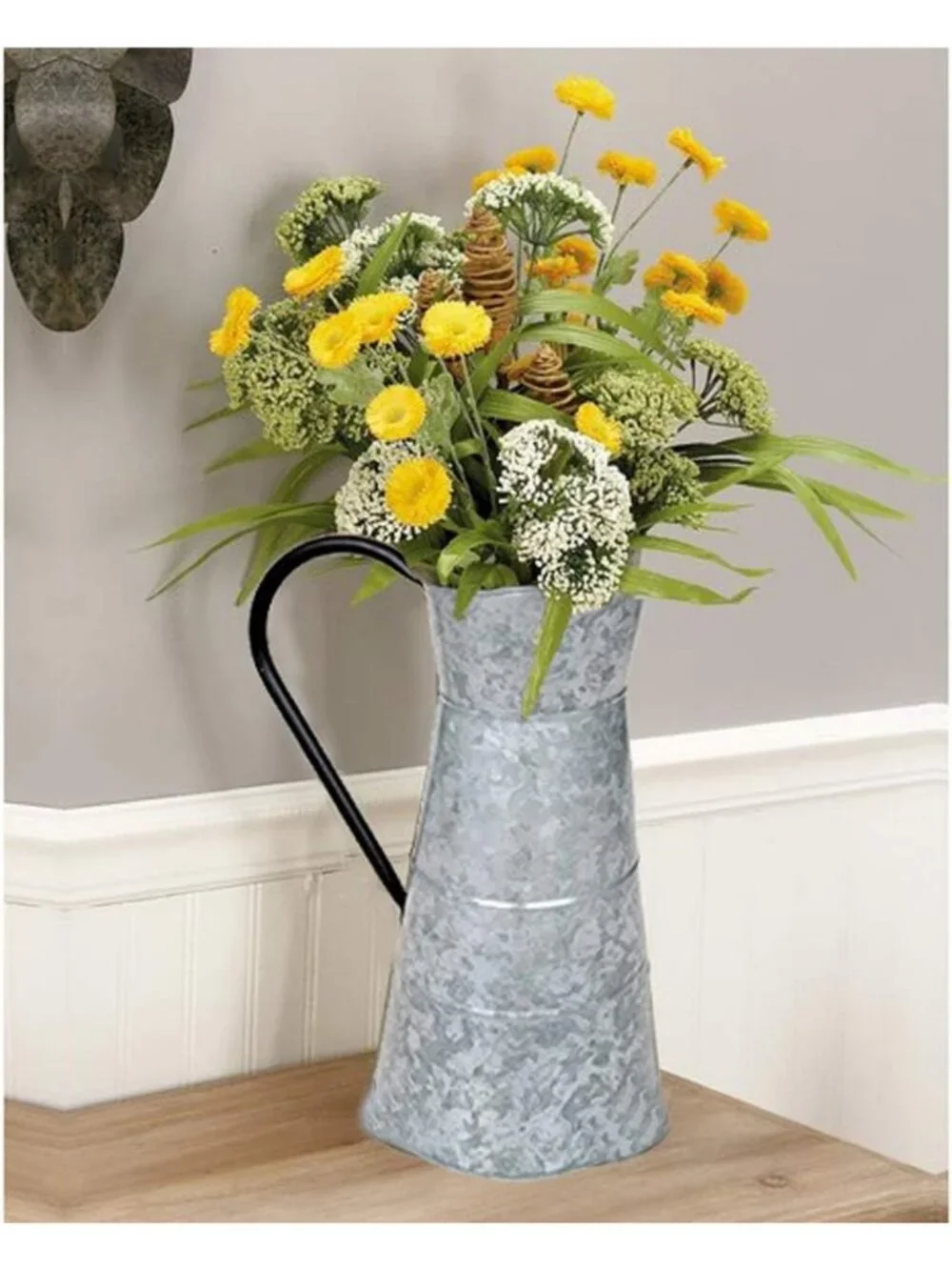 Vintage-Inspired Galvanized Metal Watering Jug, 10x16 Inch Garden Decor